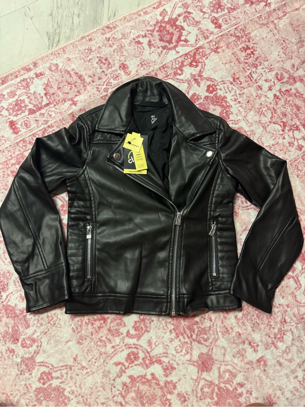 Faux Leather Black Moto Jacket girls